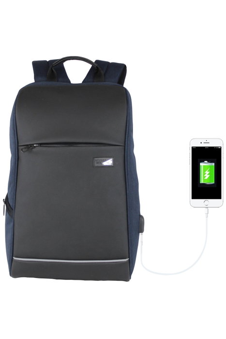 Zoozie Bags Bolsa para Portátil Resistente al Agua con Puerto USB, Azul Oscuro Zoozie Bags Bolsa para Portátil Resistente al Agua con Puerto USB, Azul Oscuro